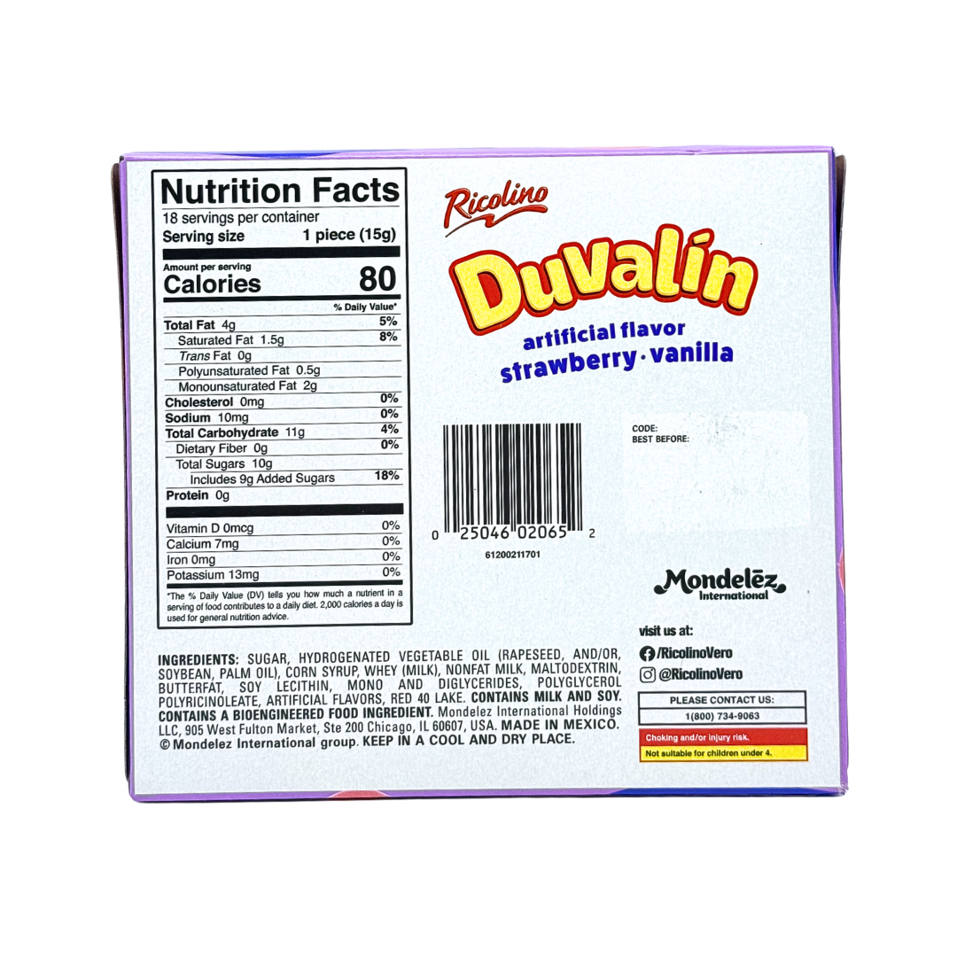 Duvalín Strawberry & Vanilla Candy Cream (Bi Sabor) – 18 Pack