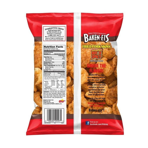 Baken-ets Hot' n Spicy Pork Rinds / Chicharrones - 4 oz