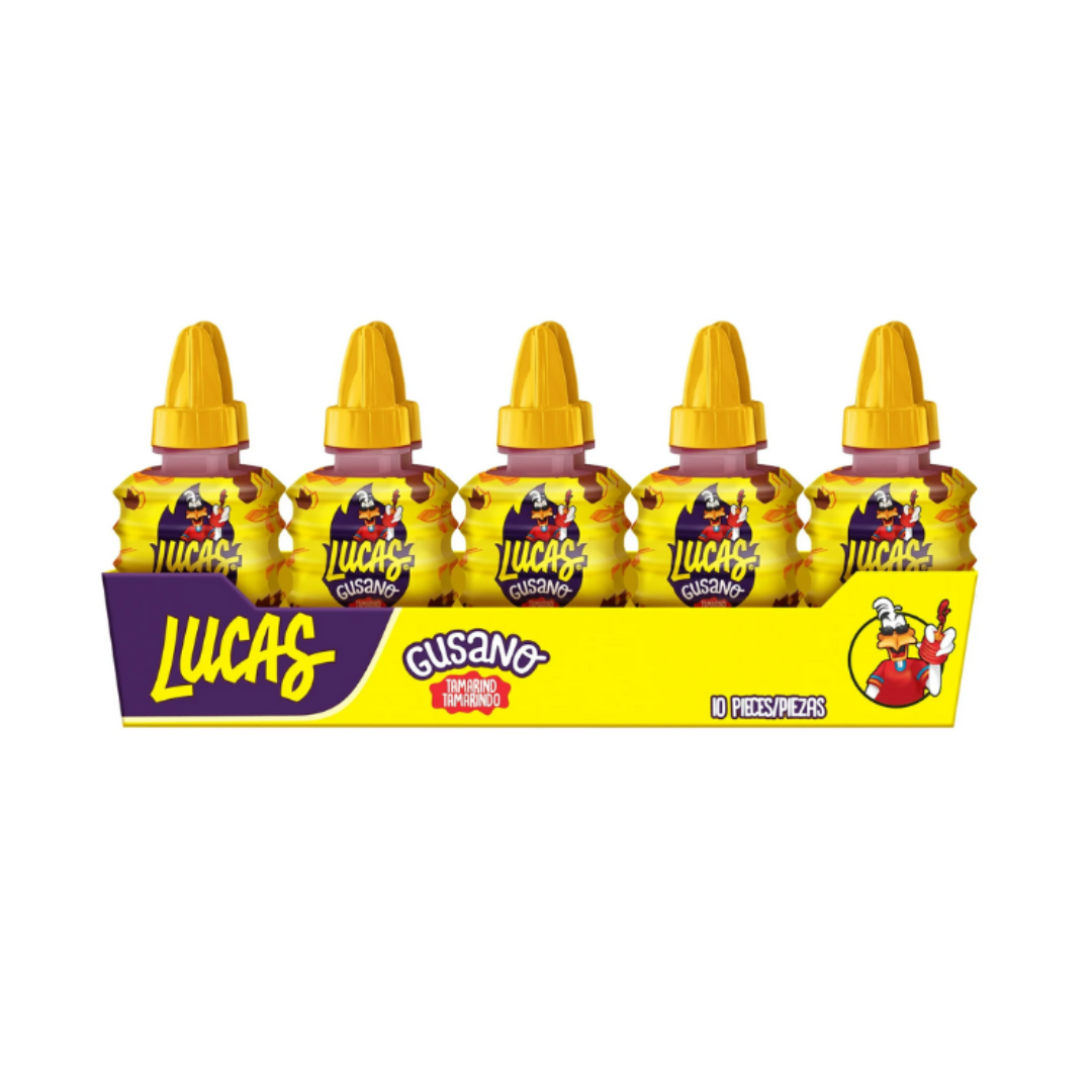 Lucas Gusano Dulce de Tamarindo – Mexican Liquid Candy – 10 Count