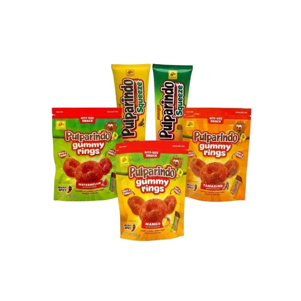 Pulparindo Gummy Rings & Squeeze Candy – Tamarind, Mango & Watermelon – Variety Pack