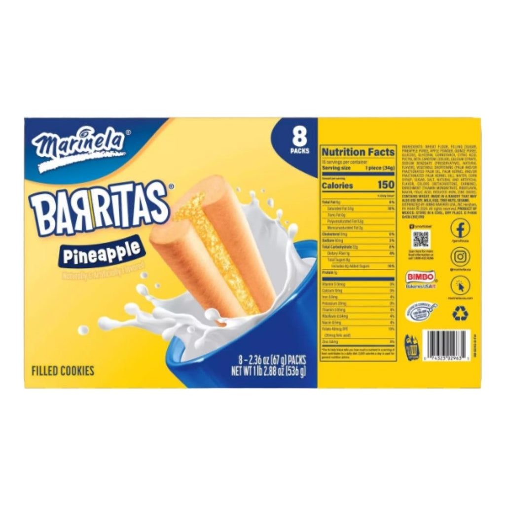 Marinela Barritas de Pina - Pineapple Filled Fruit Bars - 6 Twin Packs - 11.2 oz