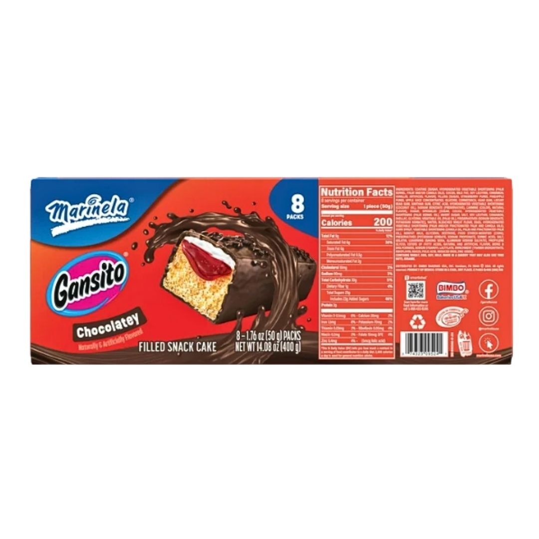 Gansito Marinela Pastelitos - Snack Cakes - 8 Gansitos - 14.1 oz