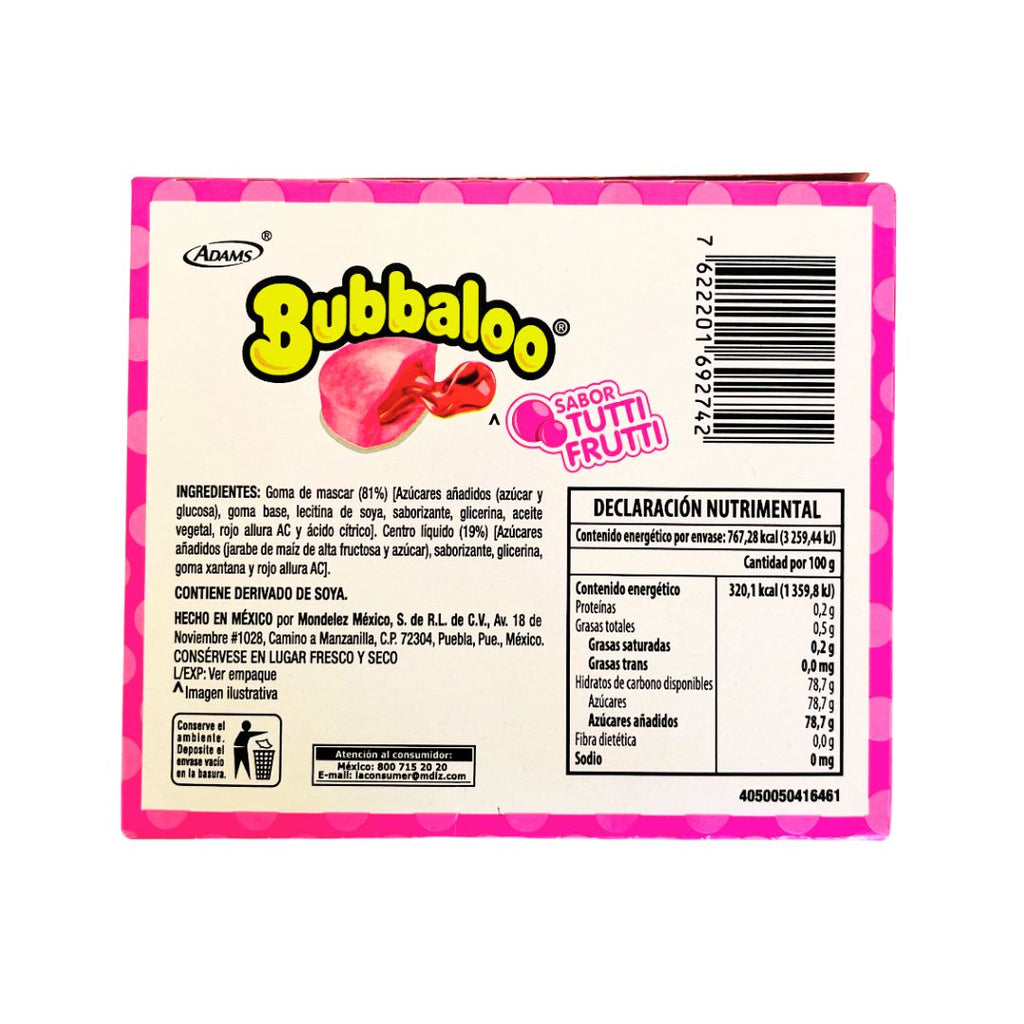 Adams Bubbaloo Tutti Frutti Bubble Gum – Filled Gum 47ct