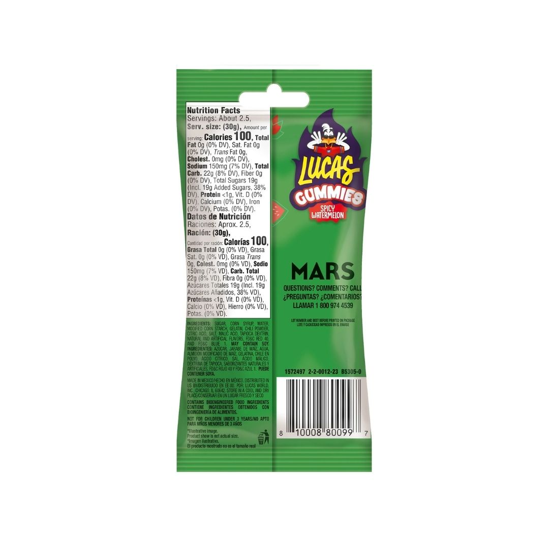 Lucas Gummies Spicy Watermelon – Sweet & Spicy Mexican Gummy Candy 4.58 oz