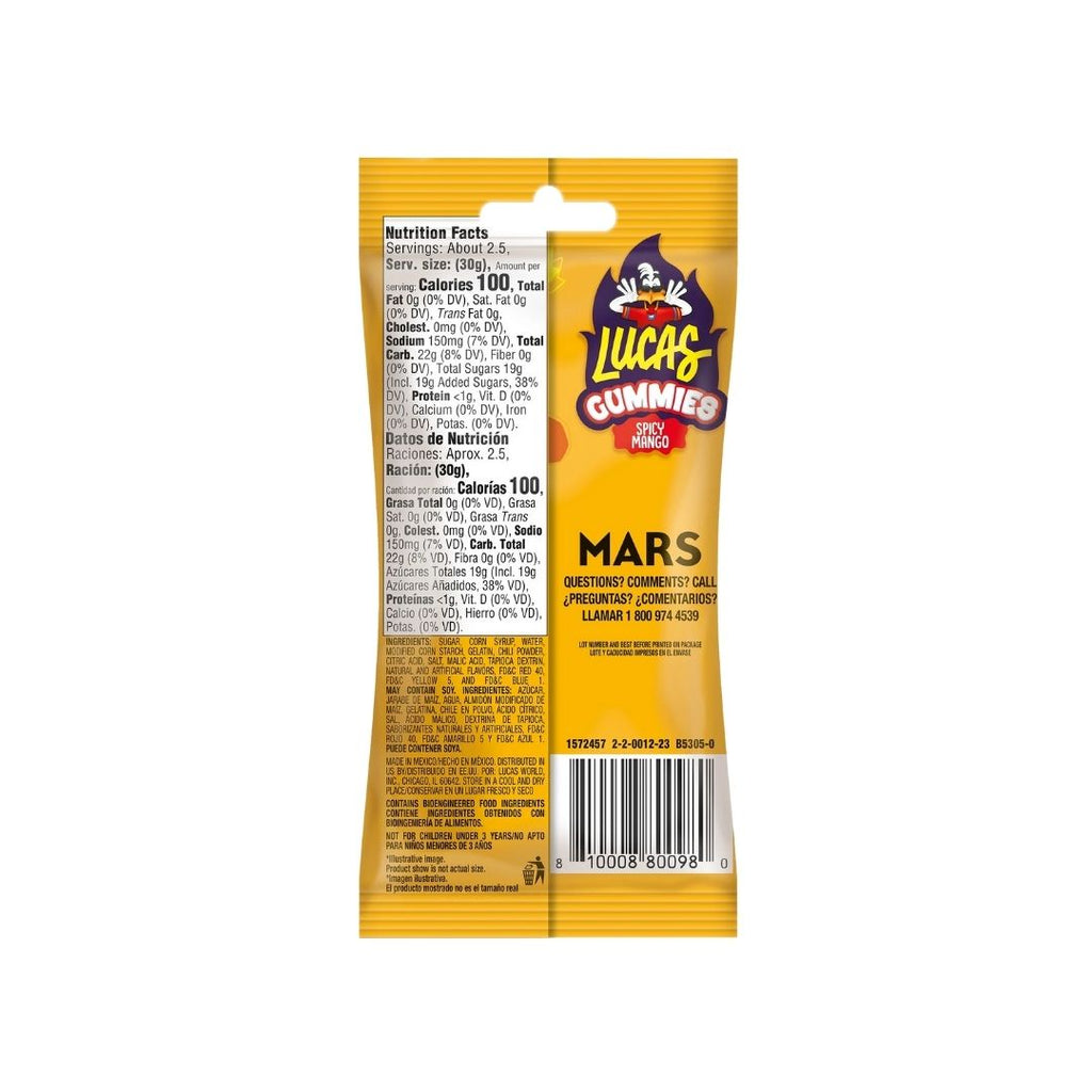 Lucas Gummies Spicy Mango – Sweet & Spicy Mexican Gummy Candy 4.58 oz