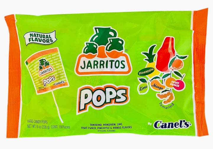 Jarritos Pops Assorted Lollipops by Canel’s – Natural Flavors Green Bag 19 ct