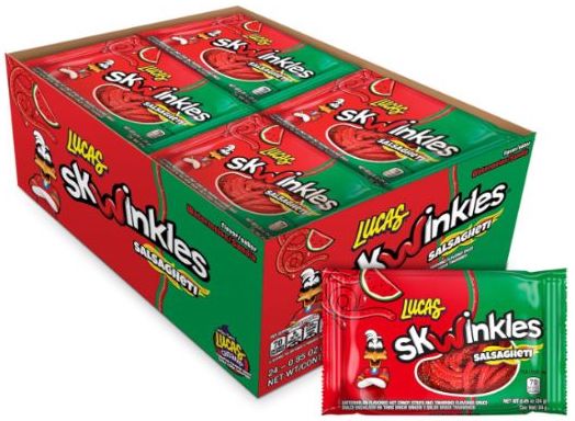 Lucas Skwinkles Salsagheti Gusanos Sandía – Spicy Watermelon Gummie straws 12 ct