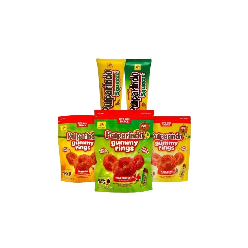 Pulparindo Gummy Rings & Squeeze Candy – Tamarind, Mango & Watermelon – Variety Pack