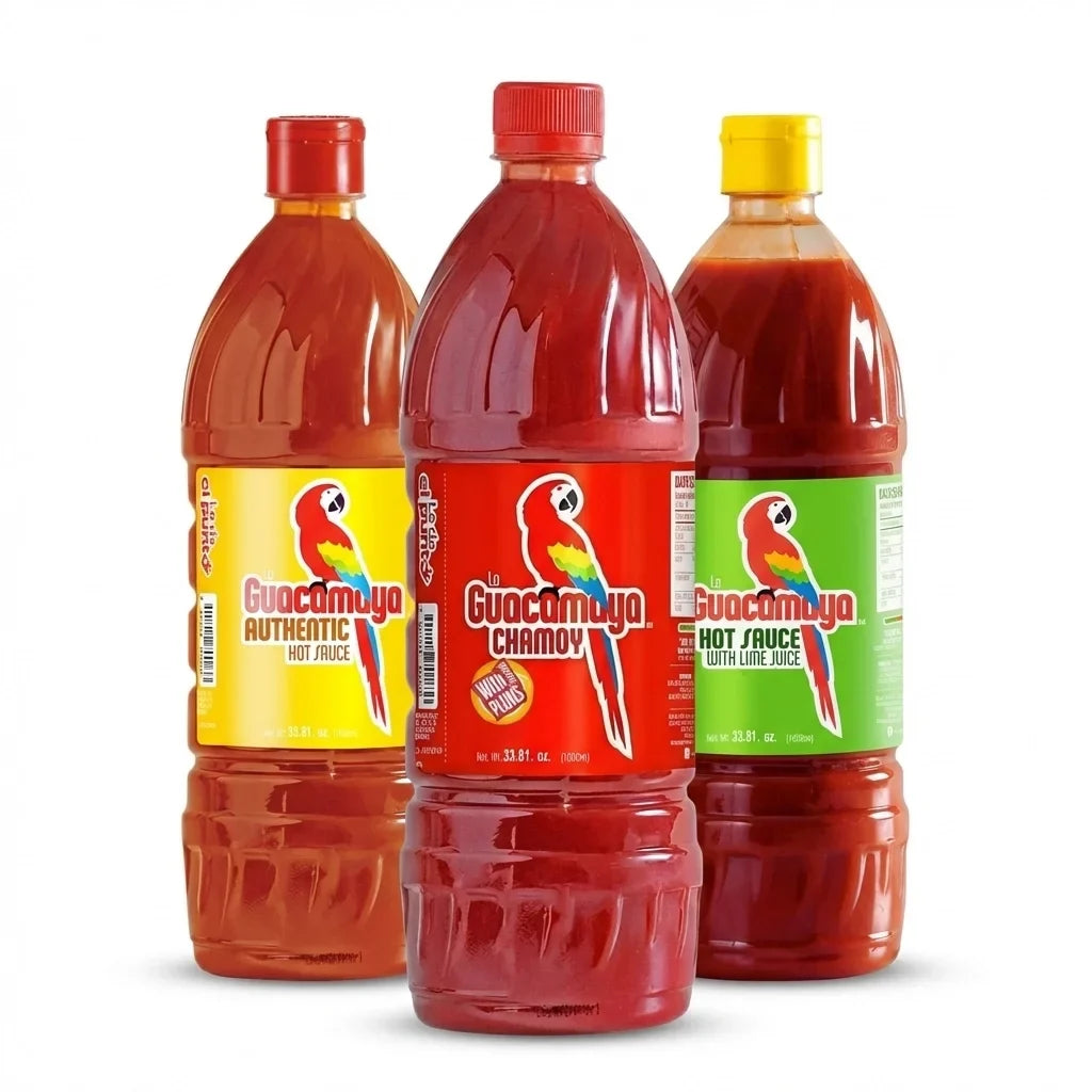 La Guacamaya Hot Sauce & Chamoy Bundle – Original, Lime & Chamoy Hot Sauce – 33.9 oz (3 Pack)