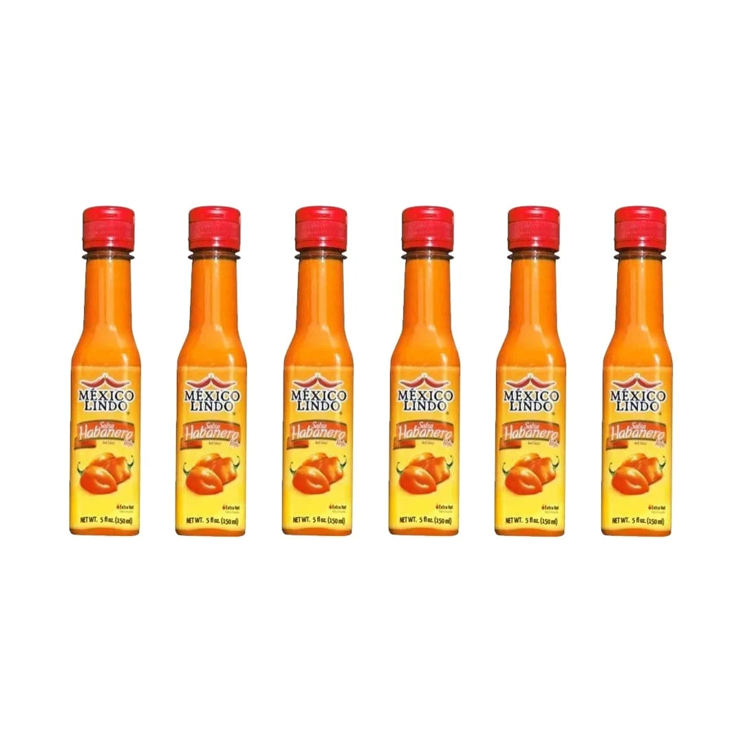 (6 PACK) Mexico Lindo Salsas Castillo RED Habanero Extra Hot - 5 oz